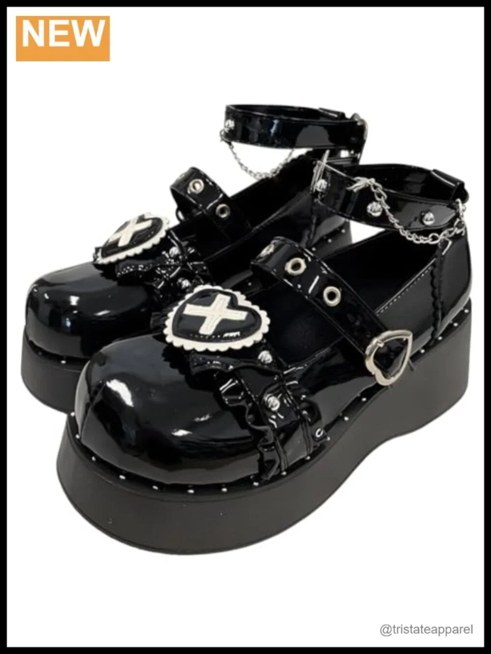 Platform Mary Jane Heels Round Toe Faux Leather Chunky Heel